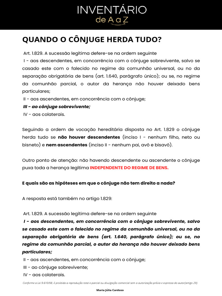 Cônjuge e Herança: Regras e Exceções | PDF | Direito