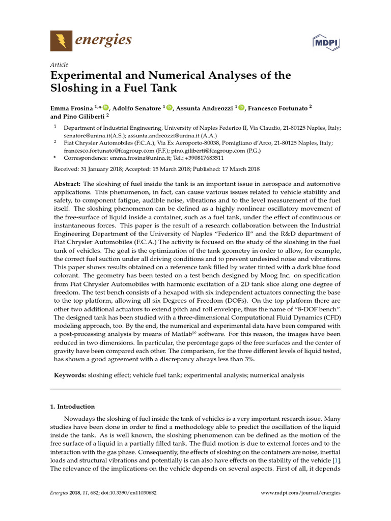 Experimental and Numerical Analyses of The Sloshin | PDF | Liquids ...