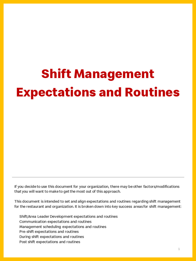Shift Management Expectations Routines - May2022 | PDF | Career & Growth