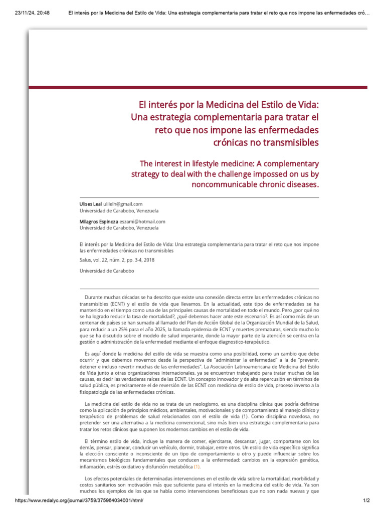 Medicina del Estilo de Vida y ECNT | PDF | Comportamiento | Medicina ...