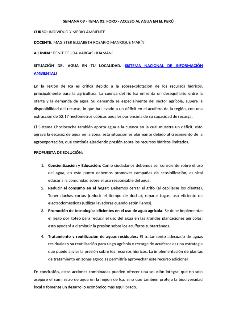 Acceso al Agua en Ica: Retos y Soluciones | PDF | Ciencia y matemáticas ...