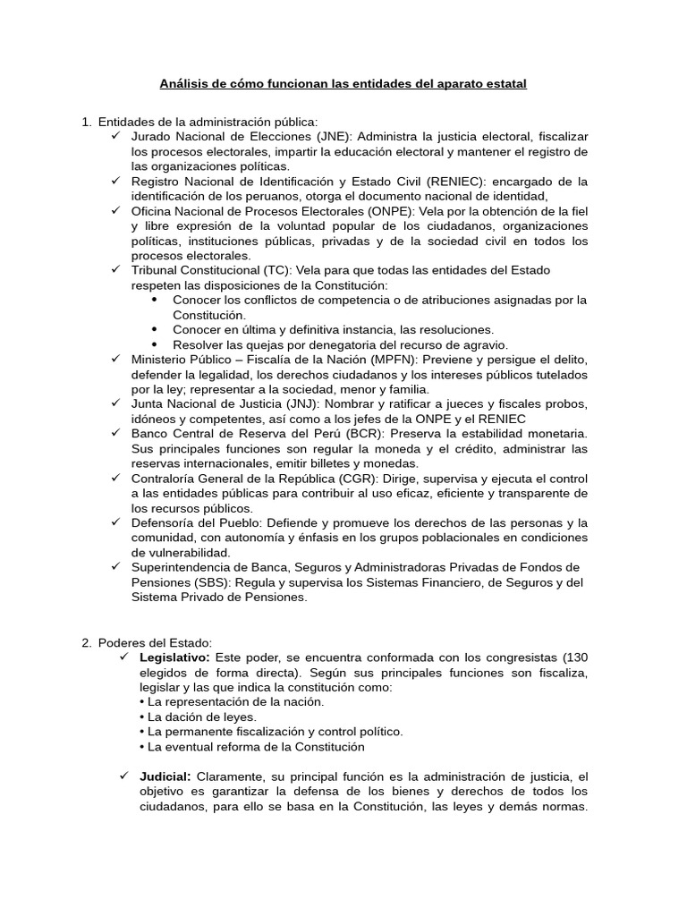 Análisis de Cómo Funcionan Las Entidades Del Aparato Estatal | PDF ...