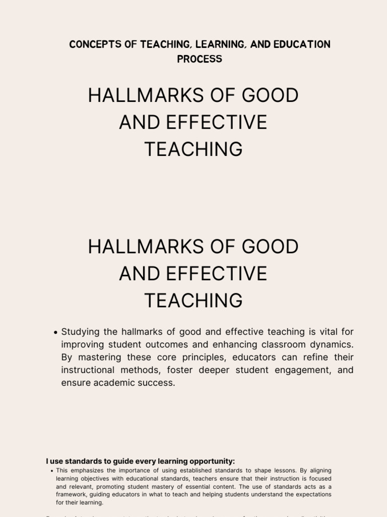 Effective Teaching And Learning Concepts Pdf Teachers Learning