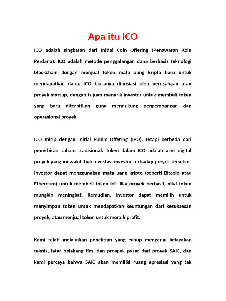 Memahami ICO dan Manfaatnya | PDF | Bisnis | Pengelolaan Keuangan & Uang