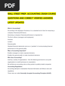 Wall Street Prep: Accounting Crash Course Questions and Correct Verified Answers Latest Updated