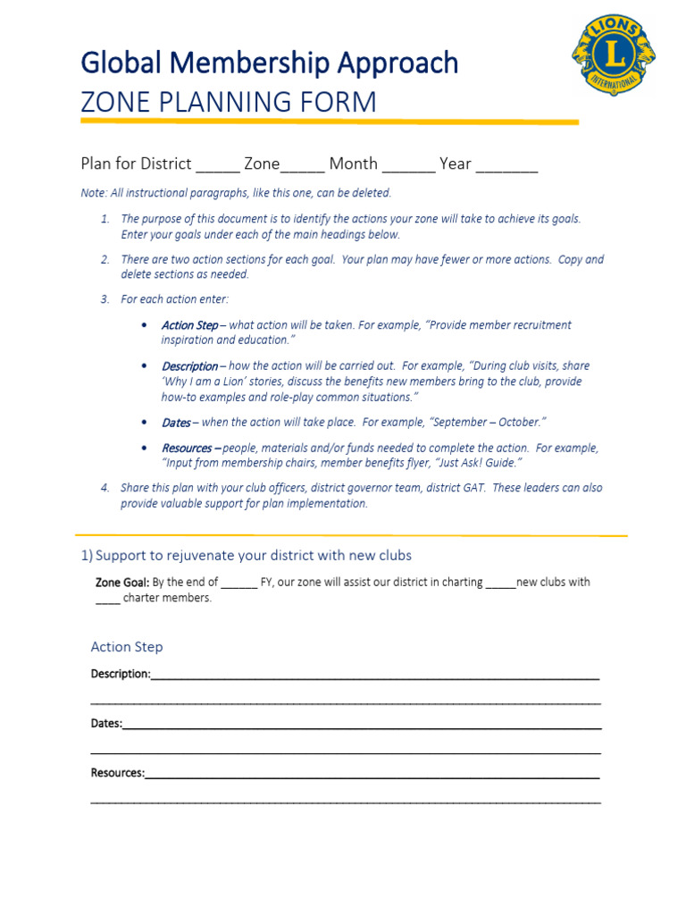 Zone Planning Form | PDF