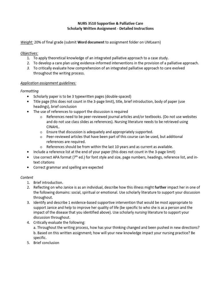 Palliative Care Assignment Guidelines | PDF | Palliative Care | Nursing