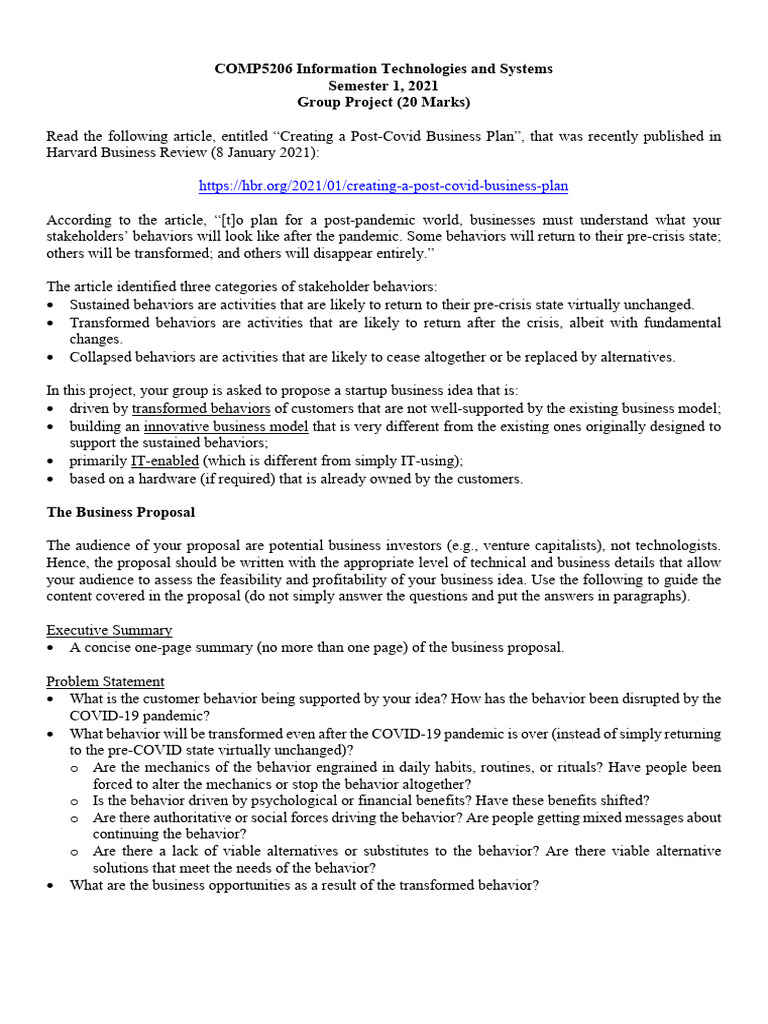 COMP5206-2021S1-Group Project Description | PDF | Lean Startup ...