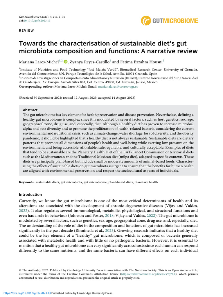 Sustainable Diets and Gut Microbiota Insights | PDF | Diet (Nutrition ...