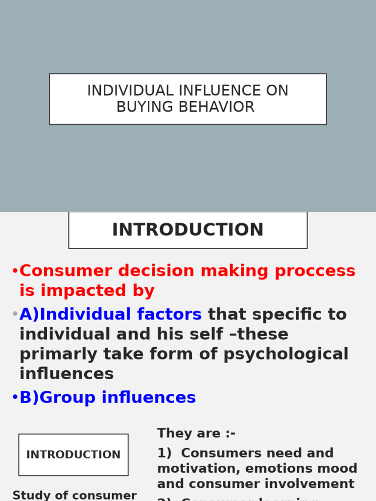 Factors Influencing Buying Behavior | PDF | Attitude (Psychology) | Id