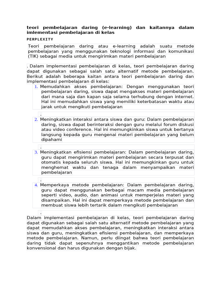 Teori Pembelajaran Daring dalam Kelas | PDF | Komputer