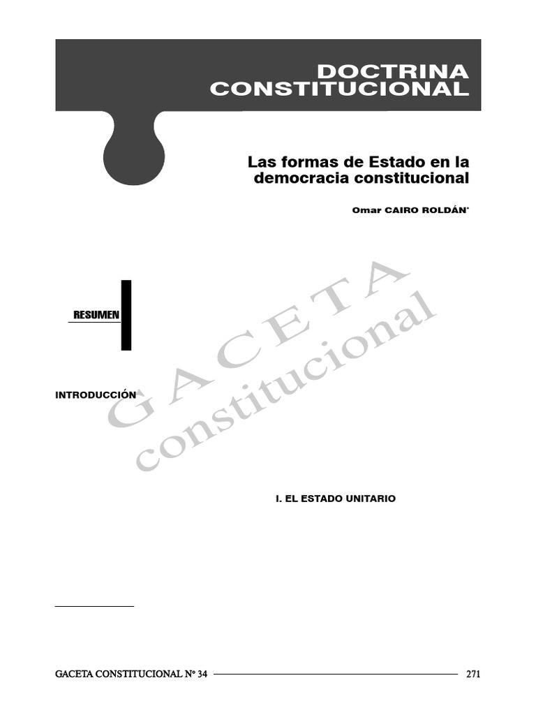 CAIRO - Las Formas de Estado en La Democracia Constitucional | PDF ...