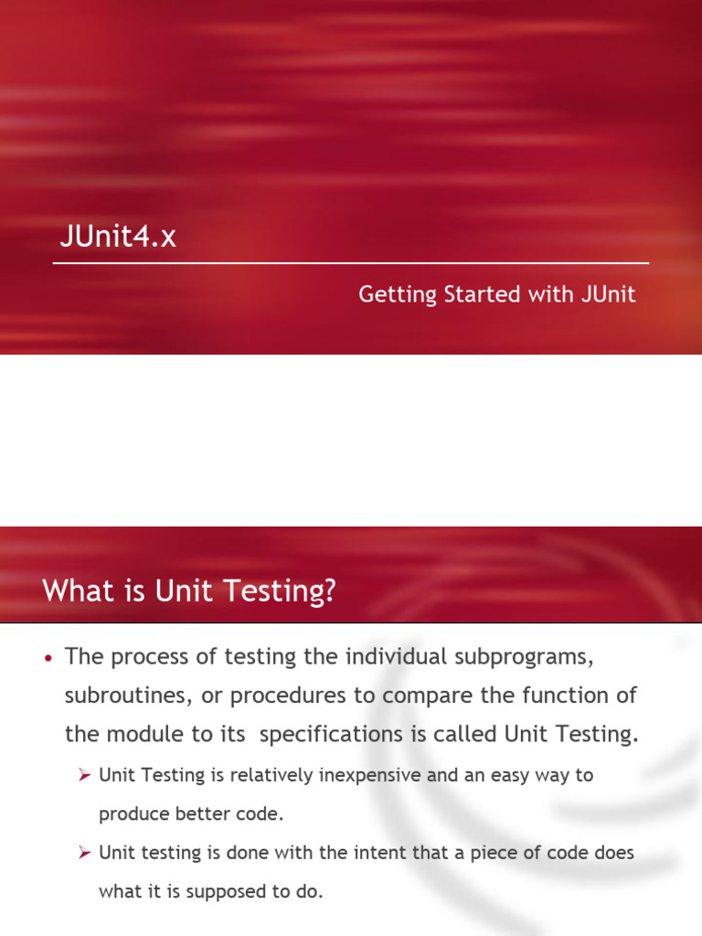 Getting Started with JUnit 4.x | PDF | Unit Testing | Method (Computer ...