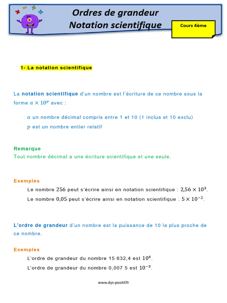 Notation Scientifique et Ordres de Grandeur | PDF | Arithmétique | Code ...
