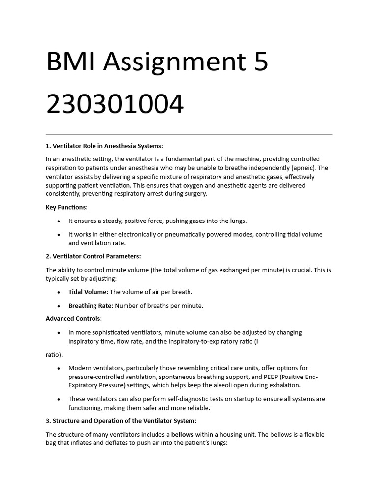BMI Assignment 5 | PDF | Breathing | Respiratory System