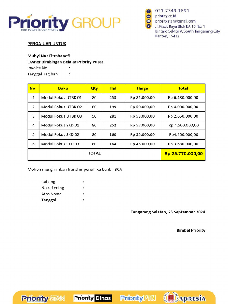 Invoice Modul Depok (26 Sep 2024) | PDF