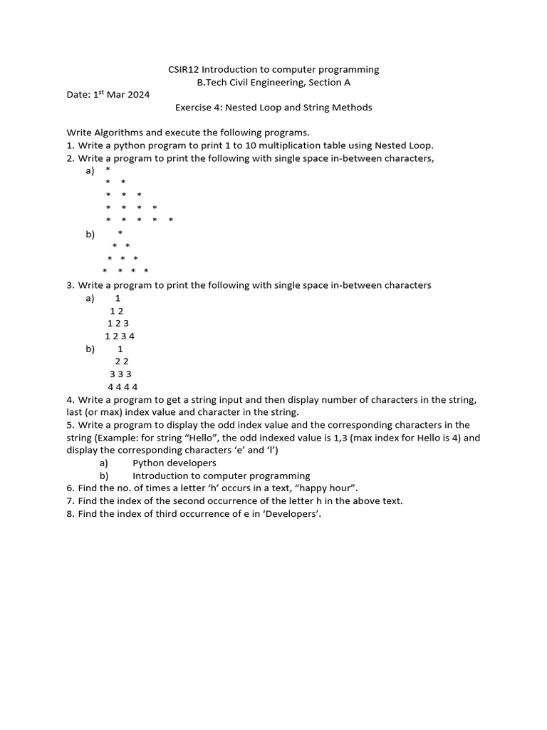 Exercise 4 | PDF | Teaching Methods & Materials | Computers