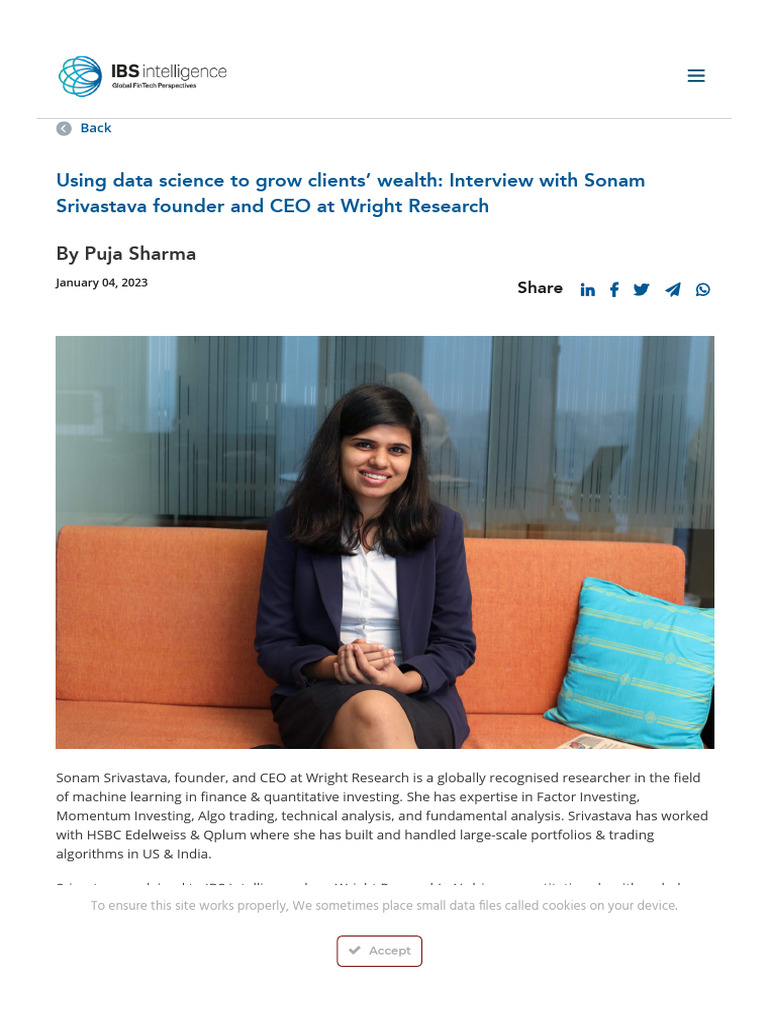 Using Data Science To Grow Clients' Wealth - Interview With Sonam ...