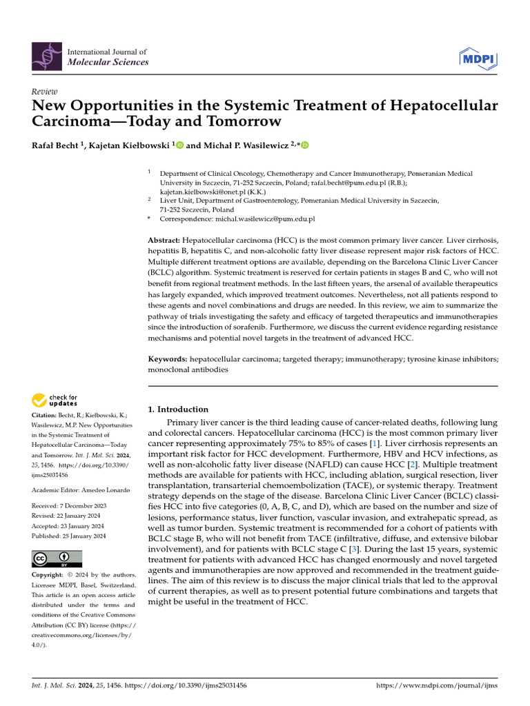 New Opportunities of HCC Treatment | PDF | Angiogenesis | Tyrosine Kinase