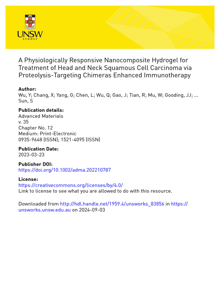 Nanocomposite Hydrogel for HNSCC Treatment | PDF | Chemotherapy ...