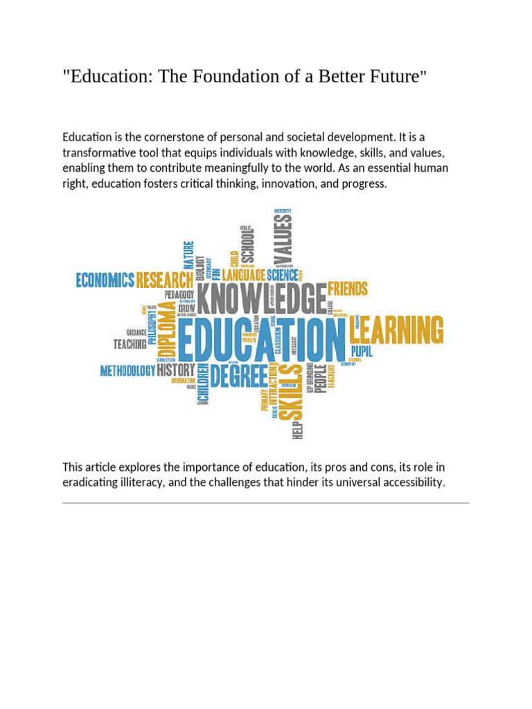 Importance of Education for Society | PDF | Literacy | Economic Inequality