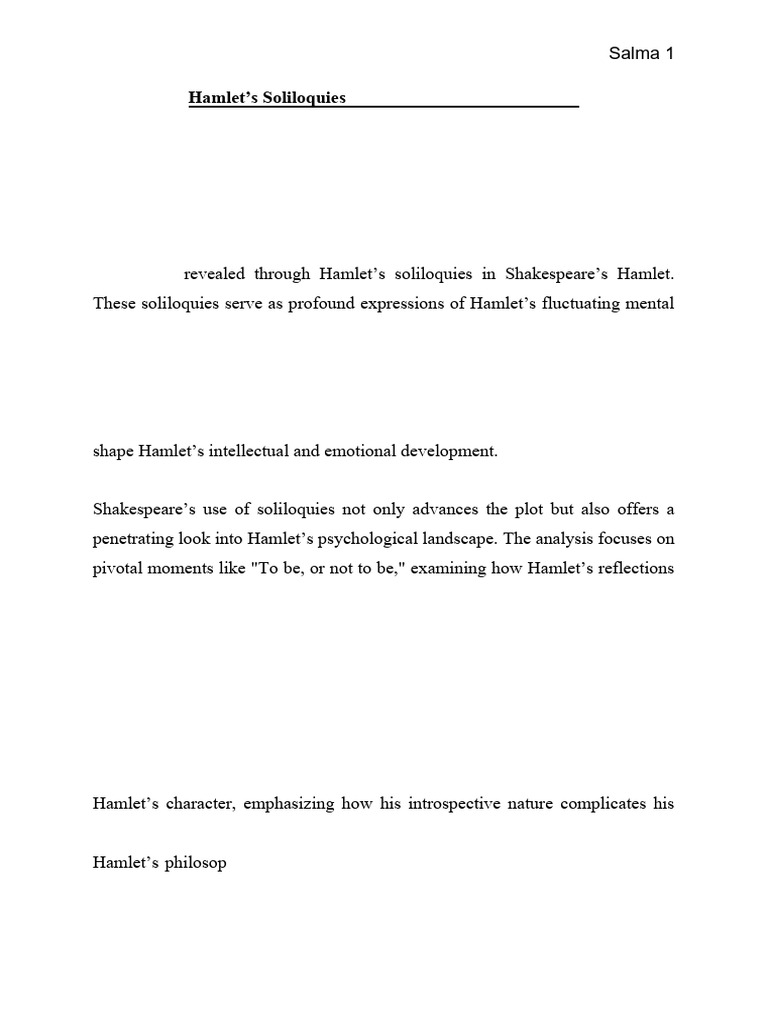 Hamlet's Soliloquies: A Psychological Insight | PDF | Hamlet | Narrative