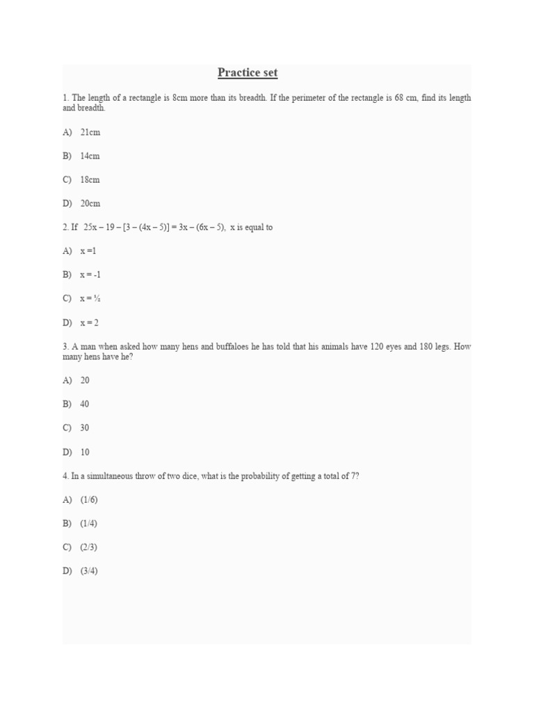 Practice Set | PDF | Teaching Methods & Materials