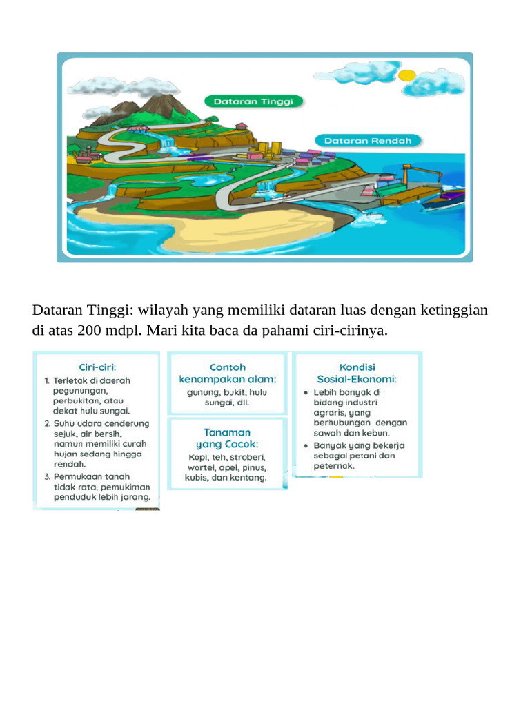 Ciri dan Ketinggian Dataran Tinggi dan Rendah | PDF