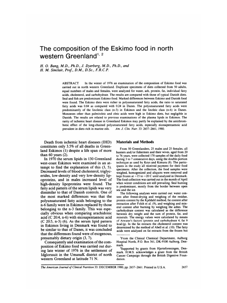 Eskimo Diet and Cholesterol Levels | PDF | Fat | Food Energy