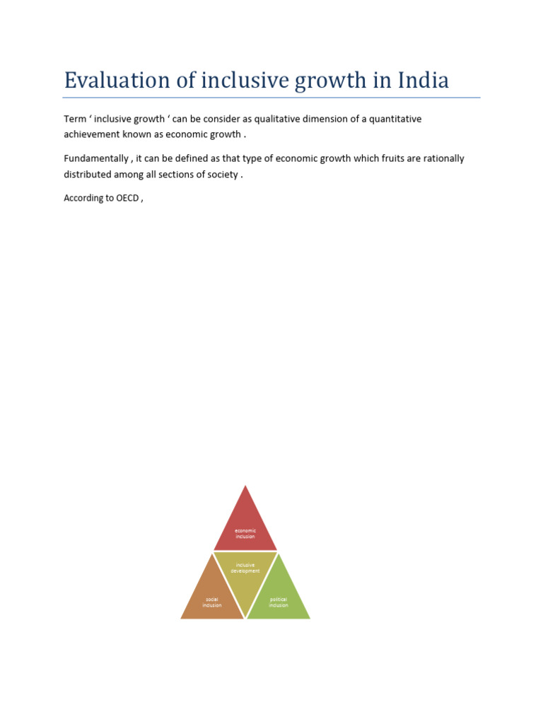 Evaluation of Inclusive Growth in India | PDF | Economic Growth ...