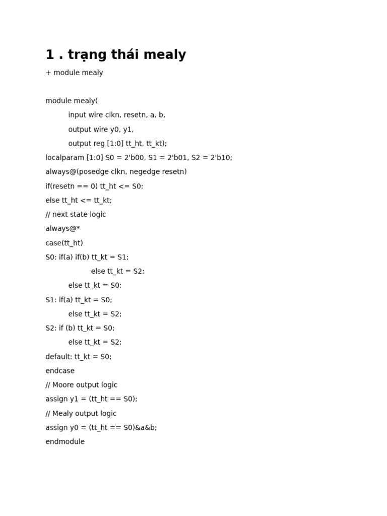 Mealy and Moore State Machines Code | PDF | Teaching Methods ...