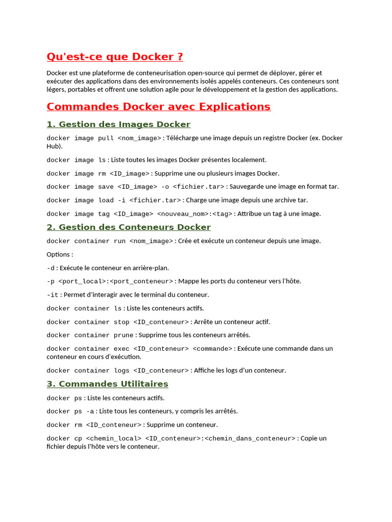 Commandes Essentielles de Docker | PDF | Art | Ordinateurs