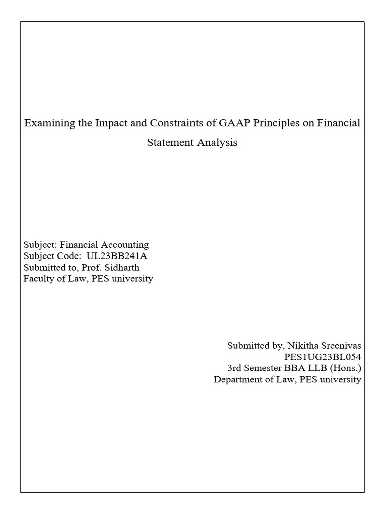 GAAP's Role in Financial Statement Analysis | PDF | Generally Accepted ...