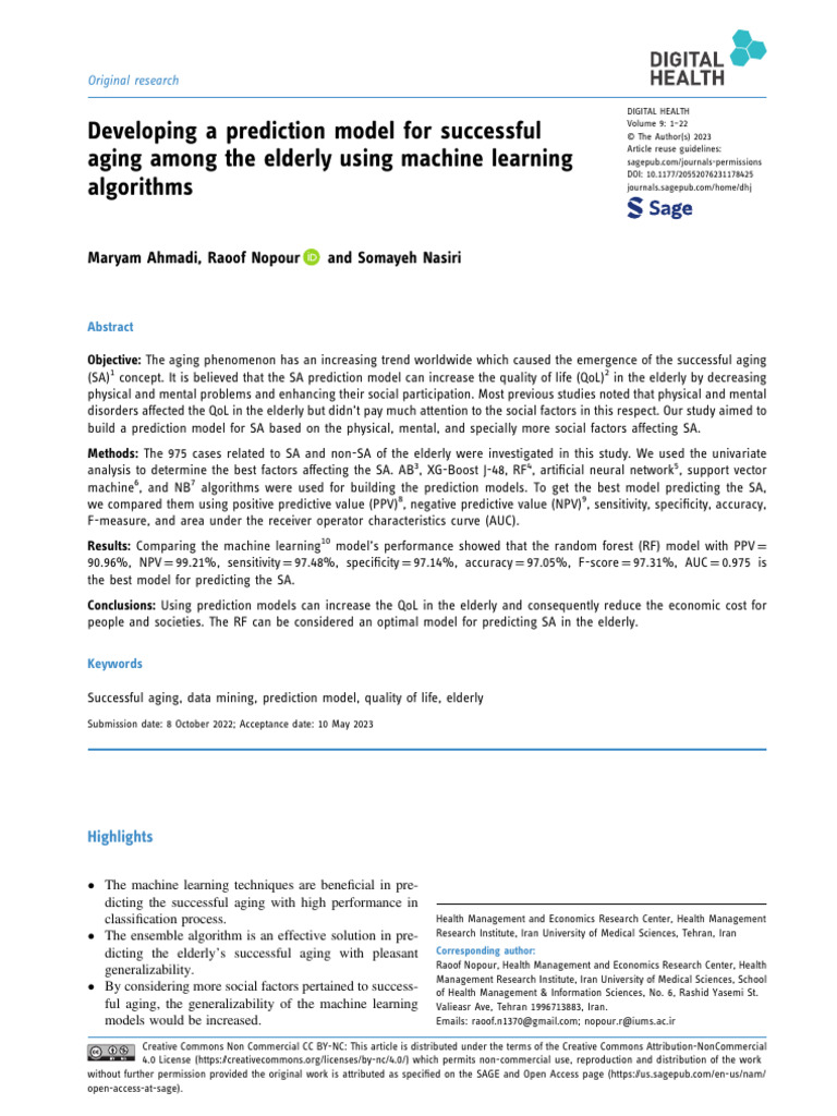 Machine Learning for Successful Aging | PDF | Machine Learning | Deep ...