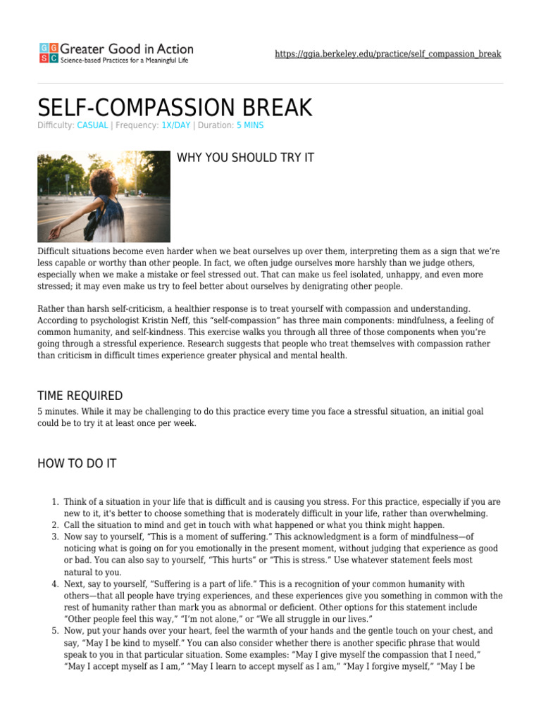 Self-Compassion Break - Greater Good in Action | PDF | Social ...