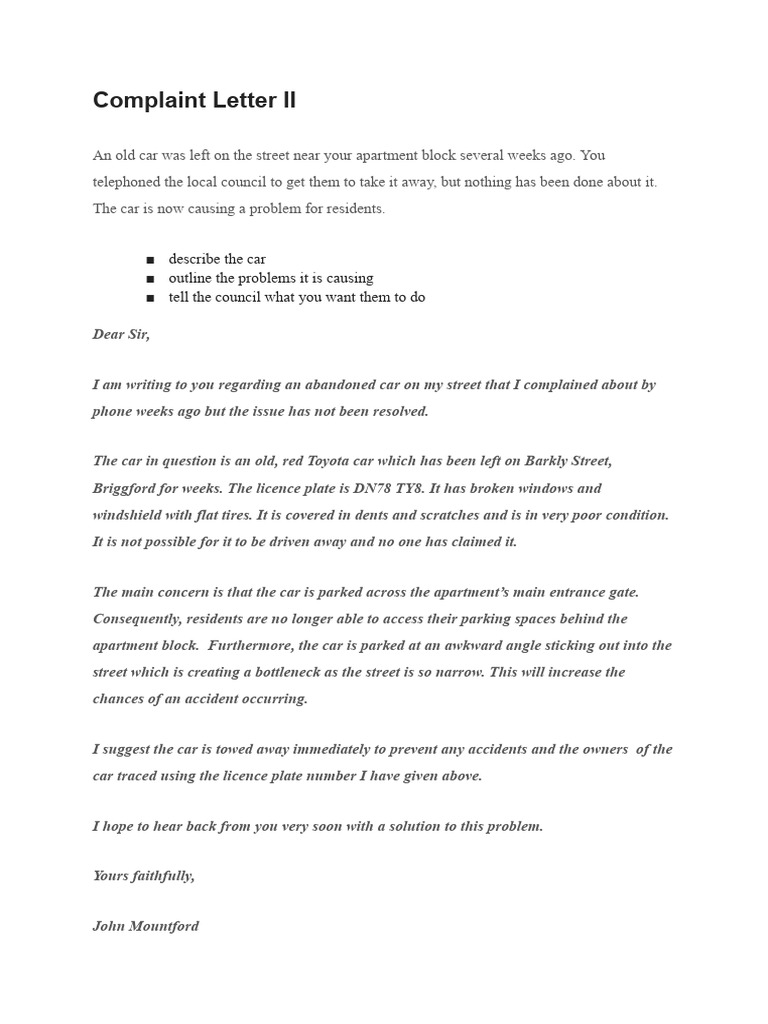 Complaint Letter II | PDF