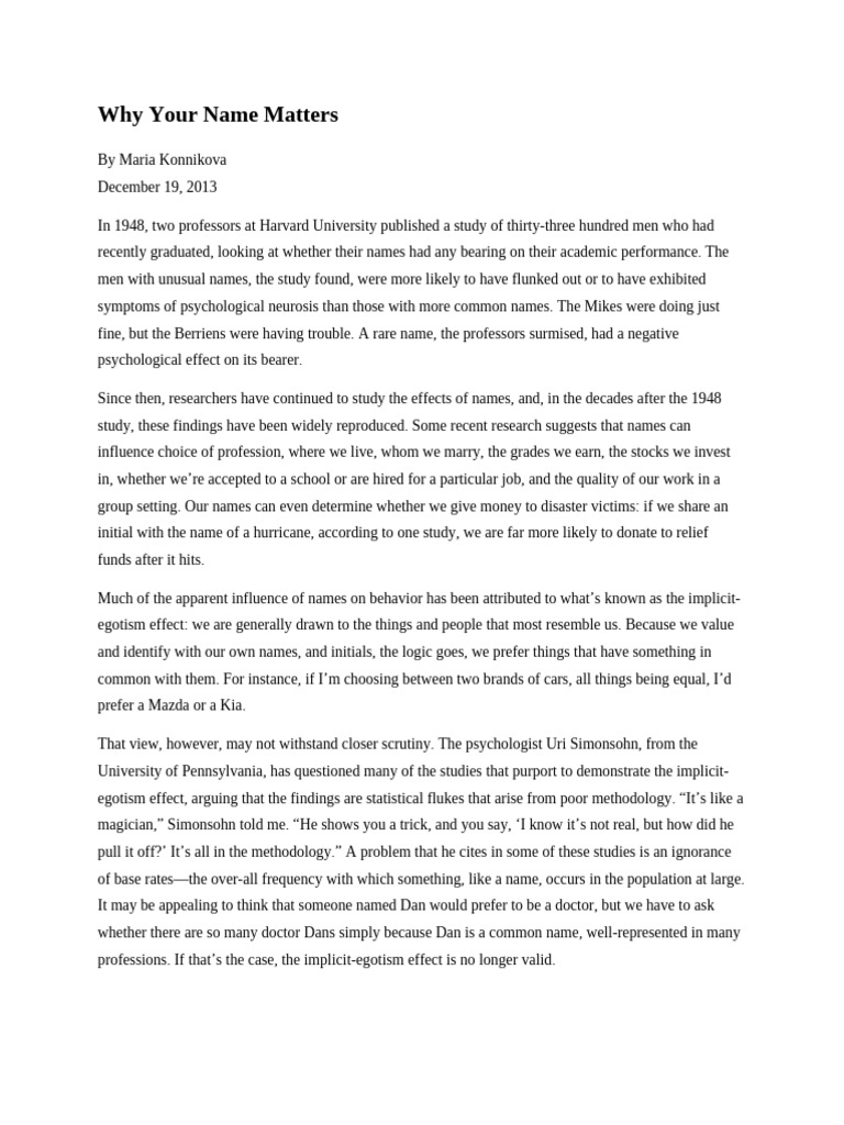 Why your name matters | PDF | Résumé | Socioeconomic Status