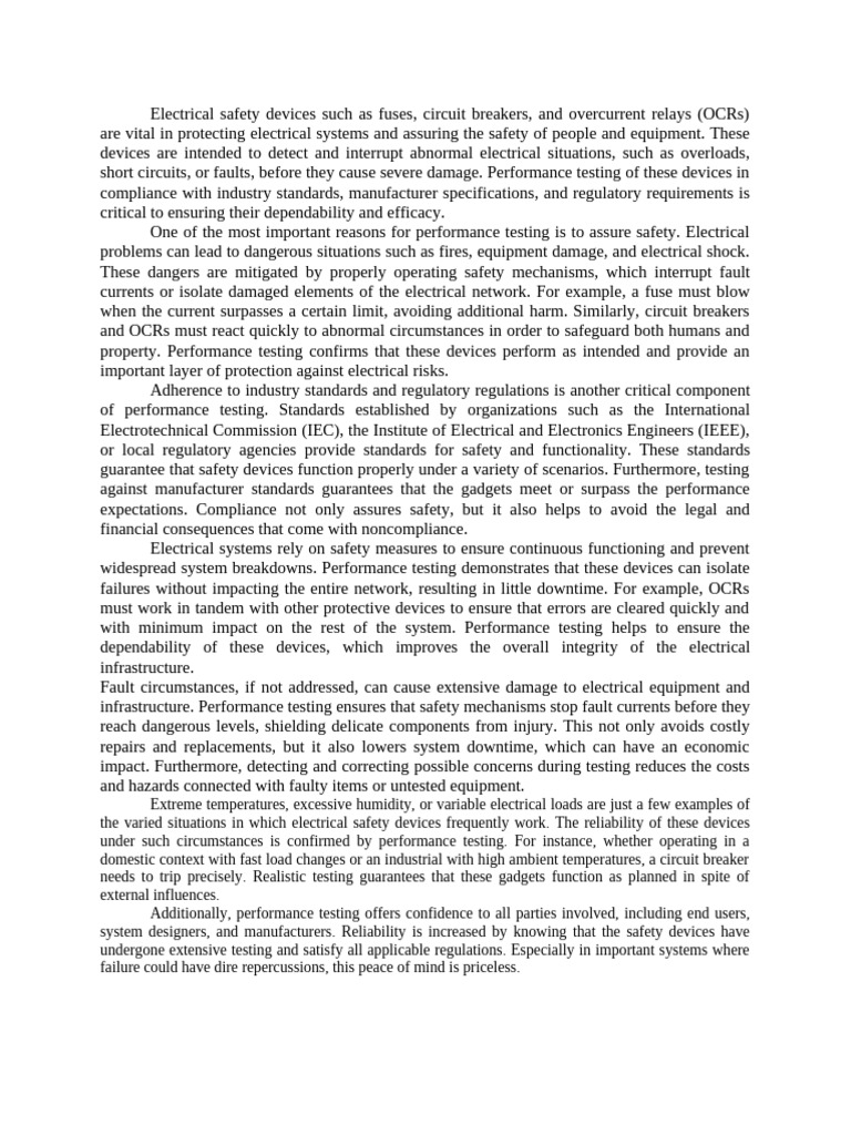 Electrical Safety Devices | PDF | Safety | Reliability Engineering