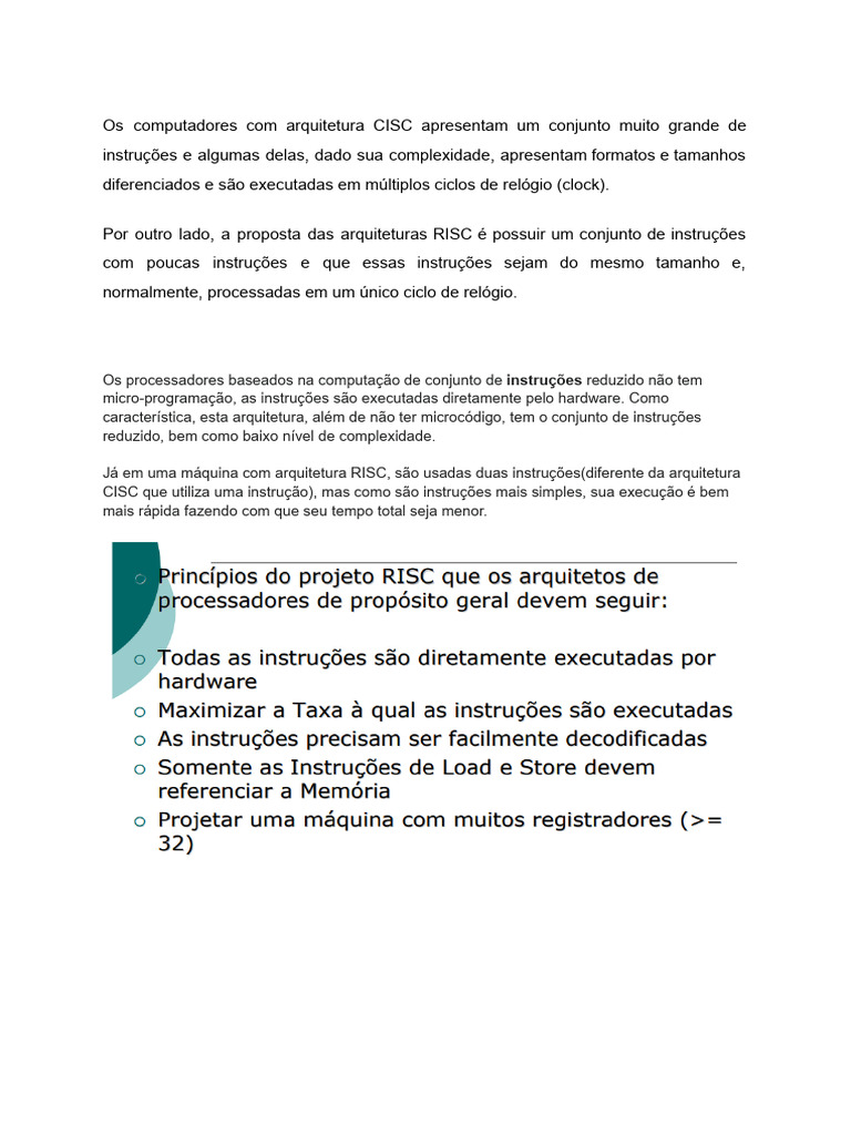 Diferenças entre CISC e RISC em Processadores | PDF