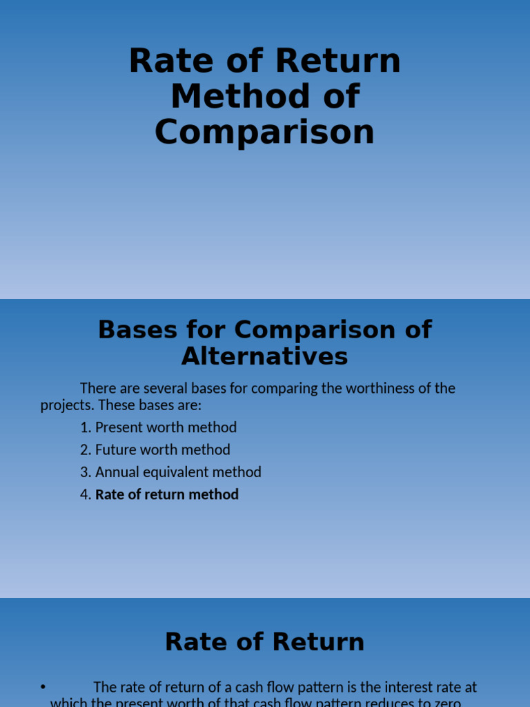 Rate of Return Method Comparison - Slides | PDF | Net Present Value ...