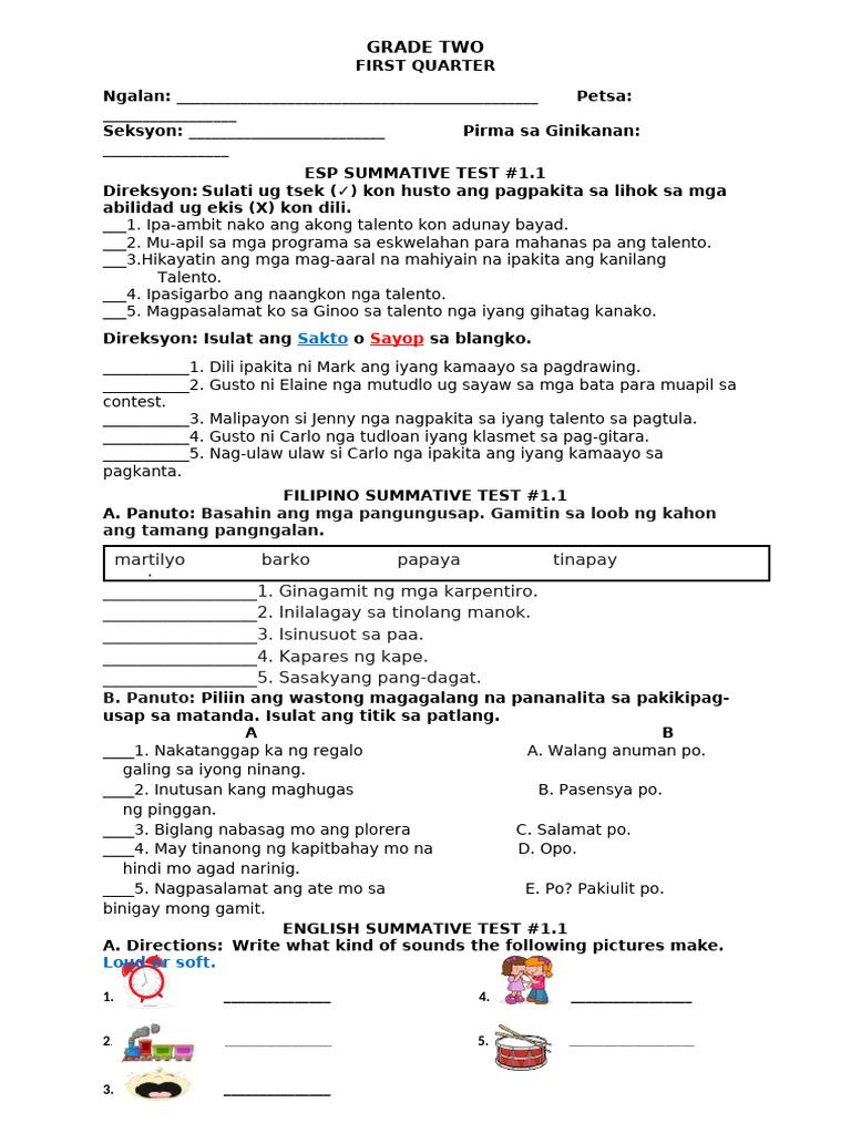 Q1 Summative Test 1 | PDF
