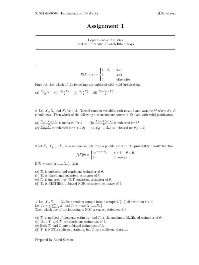 Unbiased Estimators in Statistics | PDF | Bias Of An Estimator | Estimator