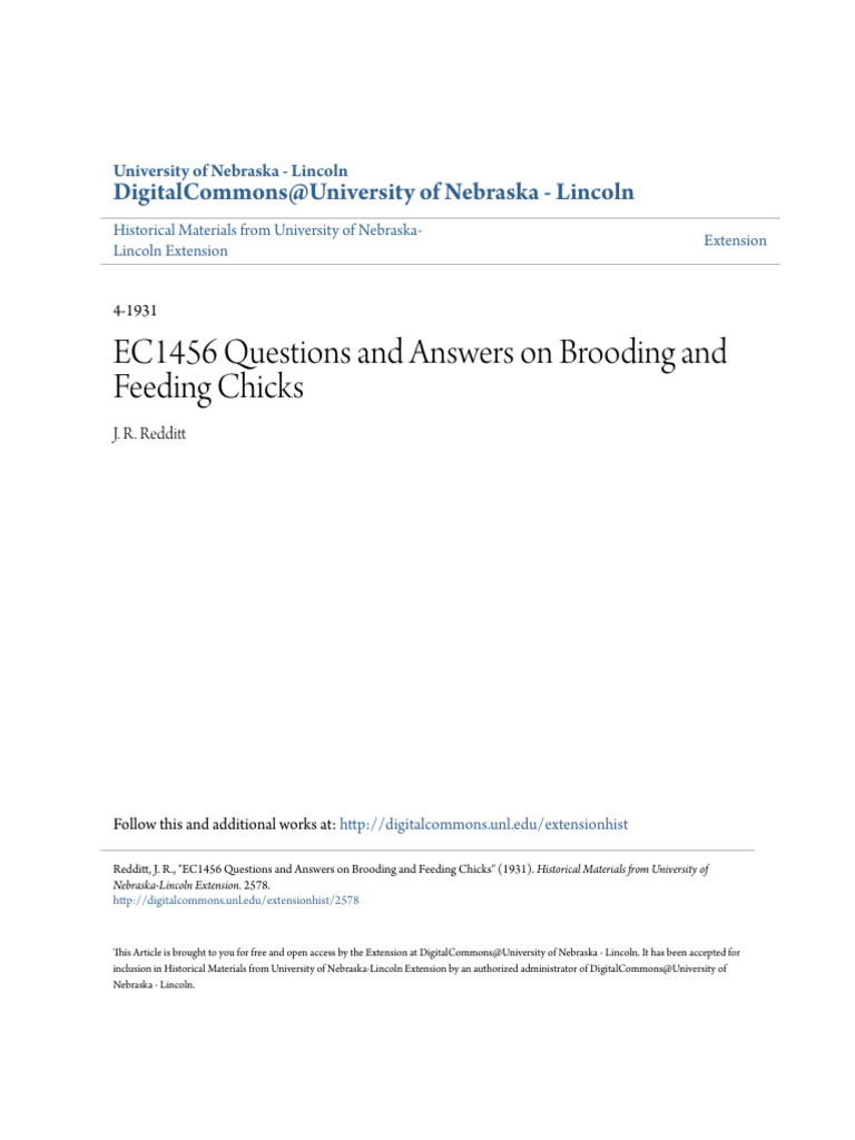 EC1456 Questions and Answers On Brooding and Feeding Chicks | PDF ...