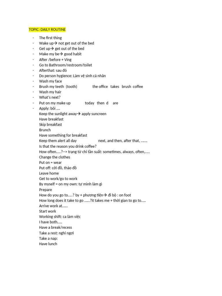 Daily Routine Steps and Tips | PDF