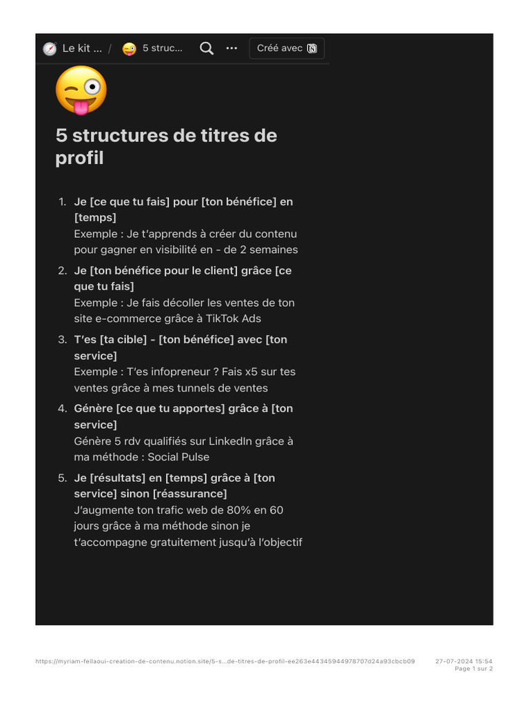 5 structures de titres de profil efficaces | PDF