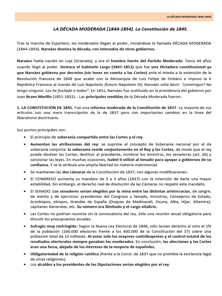 Esquema Década Moderada | PDF | España | Gobierno