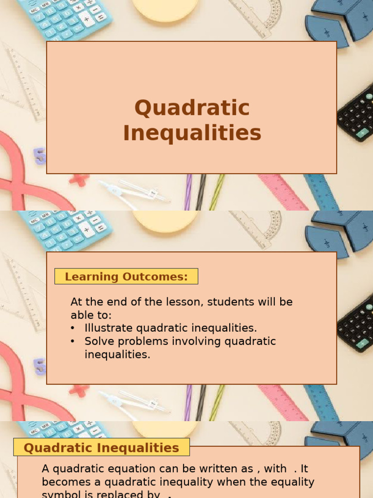 Q1 Quadratic Inequalities | PDF | Quadratic Equation | Inequality ...