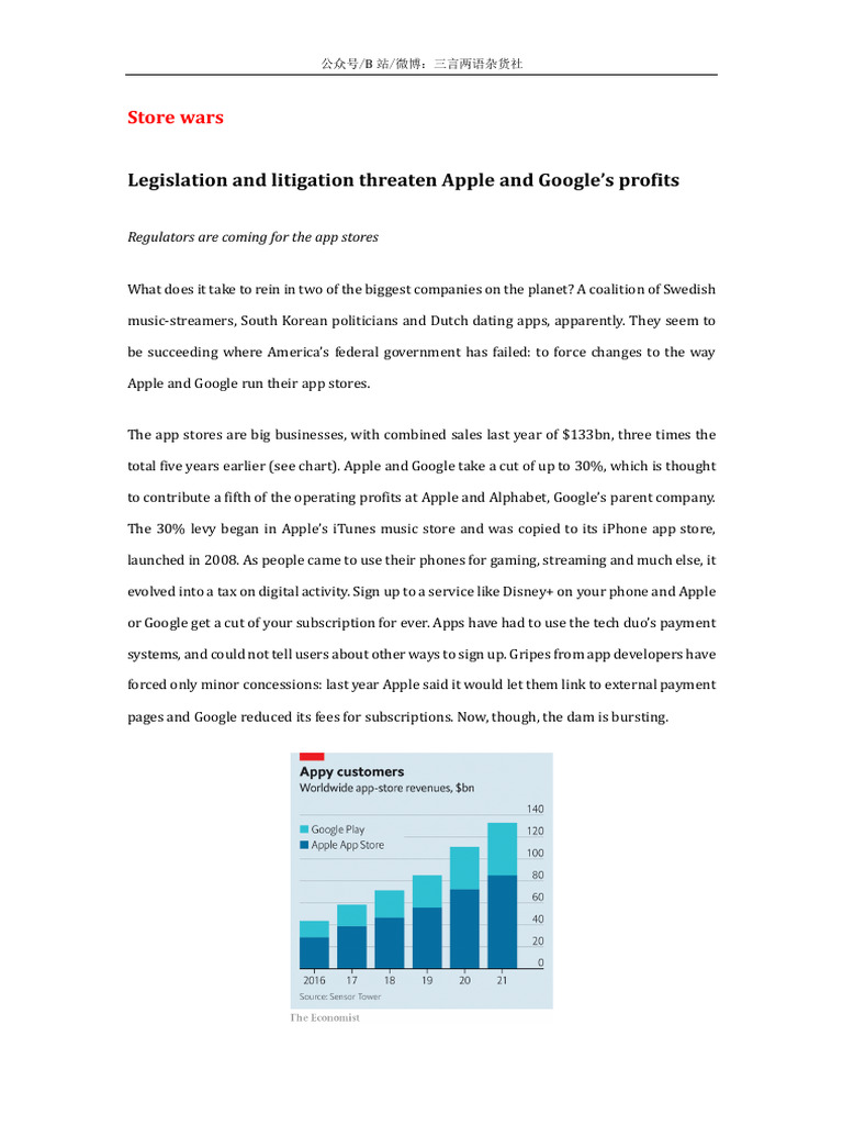 Legislation and Litigation Threaten Apple and Google's Profits | PDF ...