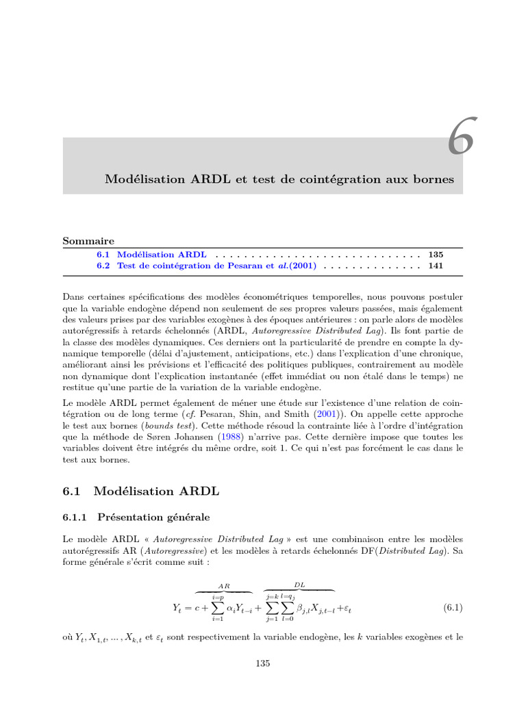 Modèle ARDL et cointégration aux bornes | PDF | Valeur p | Variance ...