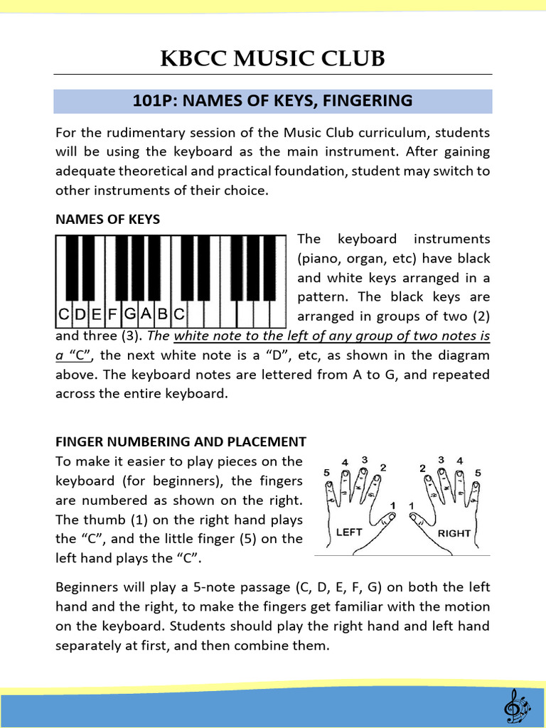 Keyboard Fingering Basics for Beginners | PDF